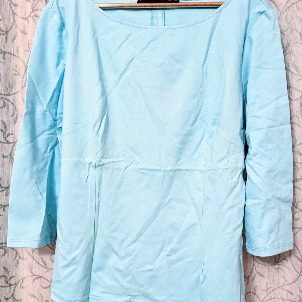 PUG Pinup Couture Laura Bynes Pinup Girl Clothing 3X Sabrina Top in Aqua Blue